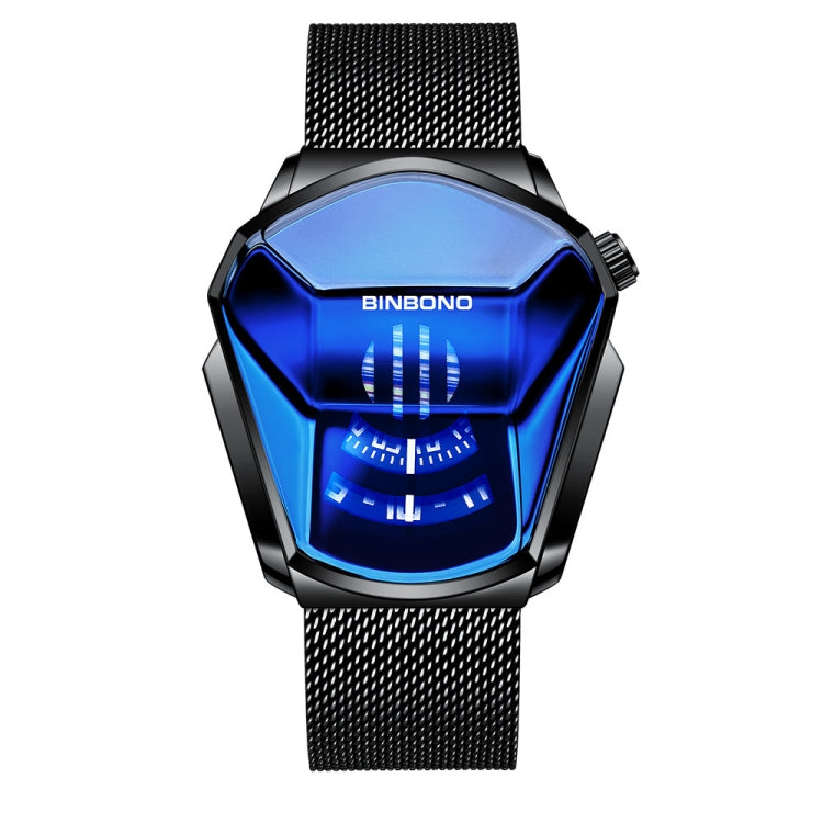 BINBOND Locomotive Concept Watch Men Live Black Technology Watch, Gold Net Belt Full Gold Blue Face, Gold Net Belt Full Gold Gold Face, Black Net Belt Black Steel Blue Face, Black Net Belt Black Steel White Face, White Net Belt White Steel Blue Face���...