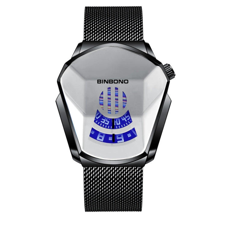 BINBOND Locomotive Concept Watch Men Live Black Technology Watch, Gold Net Belt Full Gold Blue Face, Gold Net Belt Full Gold Gold Face, Black Net Belt Black Steel Blue Face, Black Net Belt Black Steel White Face, White Net Belt White Steel Blue Face���...