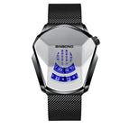 Black Net Belt Black Steel White Face / Black Net Belt-Black Steel-White Face