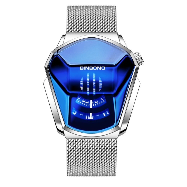 BINBOND Locomotive Concept Watch Men Live Black Technology Watch, Gold Net Belt Full Gold Blue Face, Gold Net Belt Full Gold Gold Face, Black Net Belt Black Steel Blue Face, Black Net Belt Black Steel White Face, White Net Belt White Steel Blue Face���...