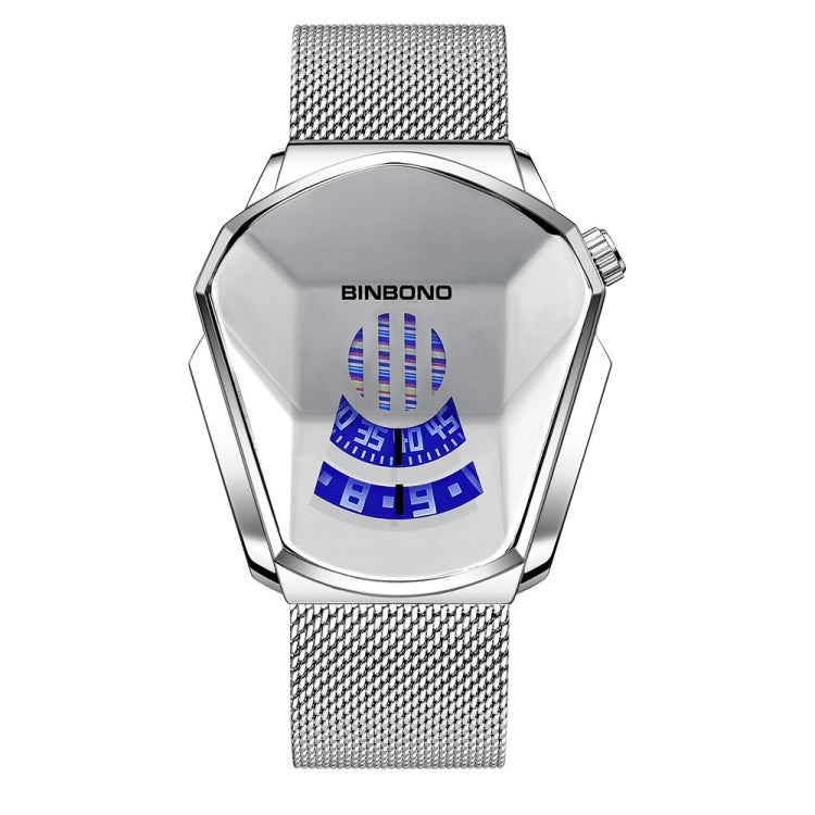 BINBOND Locomotive Concept Watch Men Live Black Technology Watch, Gold Net Belt Full Gold Blue Face, Gold Net Belt Full Gold Gold Face, Black Net Belt Black Steel Blue Face, Black Net Belt Black Steel White Face, White Net Belt White Steel Blue Face���...