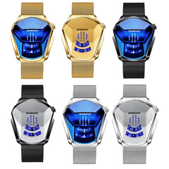 BINBOND Locomotive Concept Watch Men Live Black Technology Watch, Gold Net Belt Full Gold Blue Face, Gold Net Belt Full Gold Gold Face, Black Net Belt Black Steel Blue Face, Black Net Belt Black Steel White Face, White Net Belt White Steel Blue Face���...