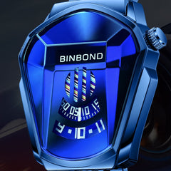 BINBOND Locomotive Concept Watch Men Live Black Technology Watch, Gold Net Belt Full Gold Blue Face, Gold Net Belt Full Gold Gold Face, Black Net Belt Black Steel Blue Face, Black Net Belt Black Steel White Face, White Net Belt White Steel Blue Face���...