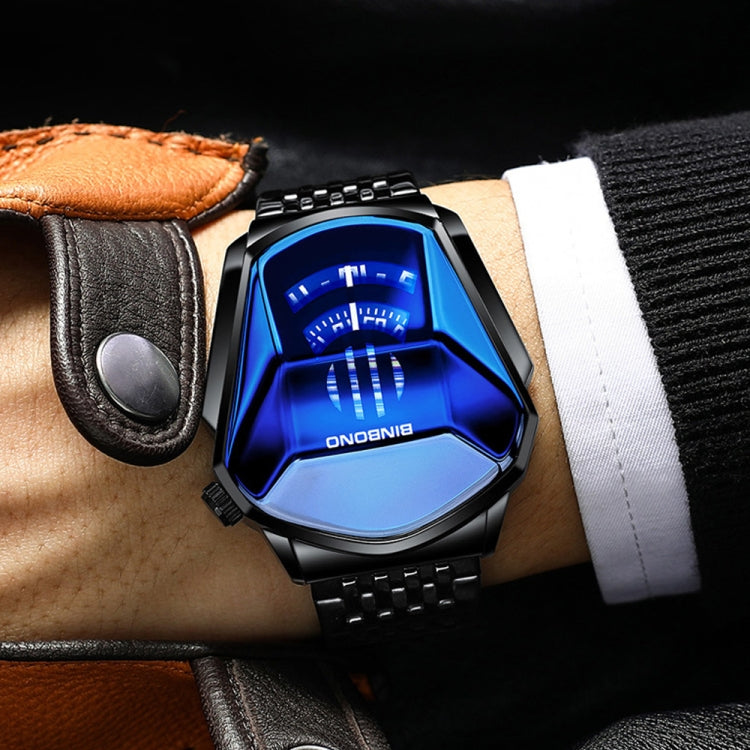 BINBOND Locomotive Concept Watch Men Live Black Technology Watch, Gold Net Belt Full Gold Blue Face, Gold Net Belt Full Gold Gold Face, Black Net Belt Black Steel Blue Face, Black Net Belt Black Steel White Face, White Net Belt White Steel Blue Face���...