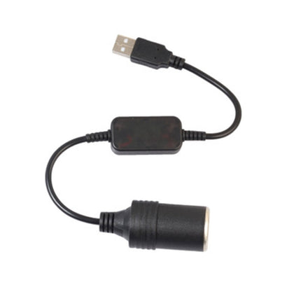 Car Converter Adapter Wired Controller USB to Cigarette Lighter Socket 5V to 12V Boost Power Adapter Cable, 30cm USB