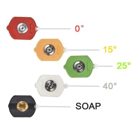 High Pressure Car Wash Water Gun 1/4 Quick Plug Interface Fan Shaped Five Color Nozzle  Stainless Steel Elbow Extension Rod, High Pressure Spray Gun Kit