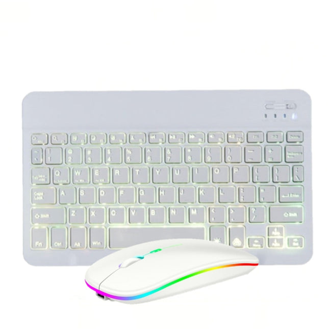 10 Inch RGB Colorful Backlit Bluetooth Keyboard And Mouse Set For Mobile Phone / Tablet, Black, White