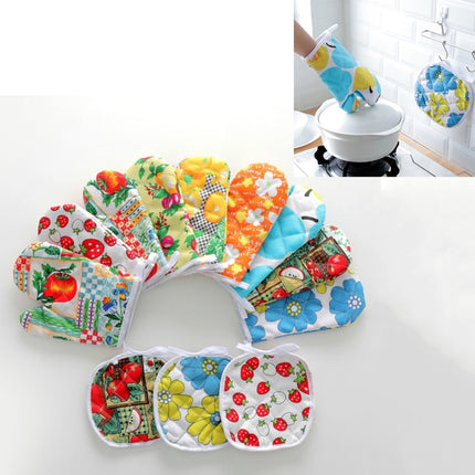 5 Sets 2 in 1 Thickened Microwave Oven High Temperature Resistant Plus Velvet Insulation Gloves Set, 5 Sets