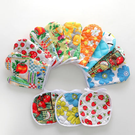 5 Sets 2 in 1 Thickened Microwave Oven High Temperature Resistant Plus Velvet Insulation Gloves Set, 5 Sets