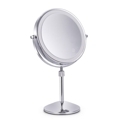 Desktop Double-SidedRound LED Luminous Makeup Mirror Liftable Magnifying Mirror