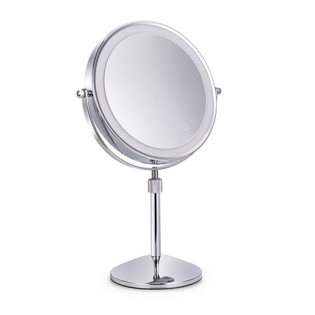 Desktop Double-SidedRound LED Luminous Makeup Mirror Liftable Magnifying Mirror