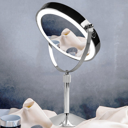 Desktop Double-SidedRound LED Luminous Makeup Mirror Liftable Magnifying Mirror