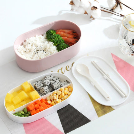 Oval Simple Lunch Box Wooden Sushi Sealed Leak-proof Lunch Box with Cutlery, Single-layer
