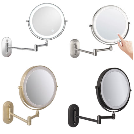 8 Inch Wall-Mounted Double-Sided Makeup Mirror LED Three-Tone Light Bathroom Mirror White Light