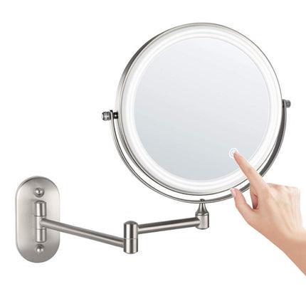 8 Inch Wall-Mounted Double-Sided Makeup Mirror LED Three-Tone Light Bathroom Mirror White Light