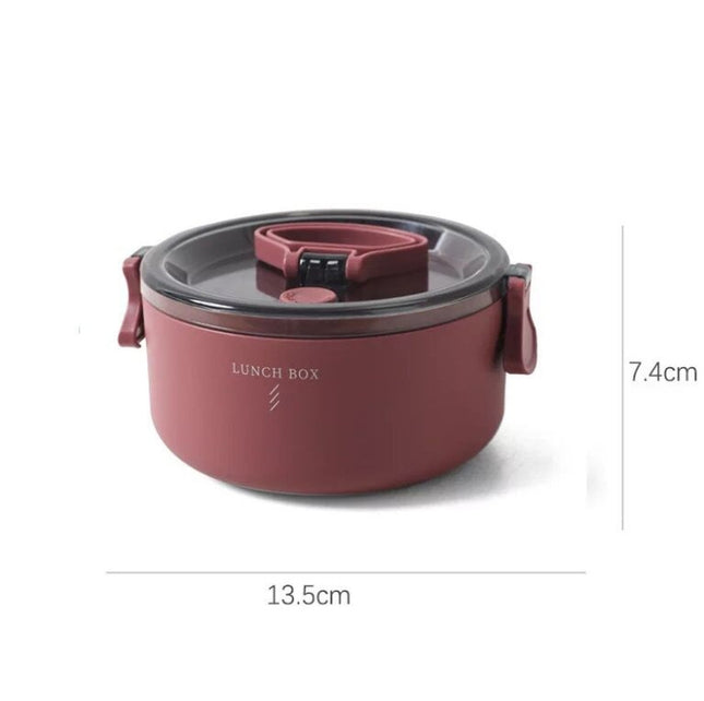 Round Portable Insulation Partitioned Lunch Box Student Office Workers Heated Microwave Oven Bento Box, Single Layer