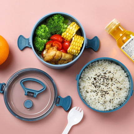 Round Portable Insulation Partitioned Lunch Box Student Office Workers Heated Microwave Oven Bento Box, Single Layer