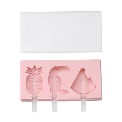 Silicone Cartoon Homemade Handmade DIY Ice Cream Popsicle Mould with Lid, Color Random Delivery, Fruit Woodpecker, Ice Cream, Snowman Hippo Bunny