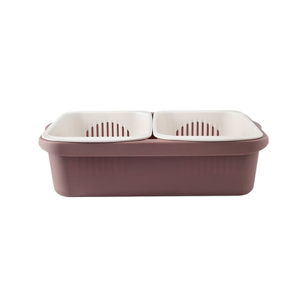 Double-layer Classification Square Drain Basket Kitchen Household Plastic Fruit and Vegetable Basket