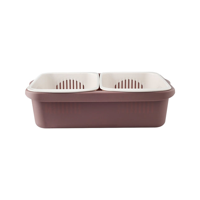Double-layer Classification Square Drain Basket Kitchen Household Plastic Fruit and Vegetable Basket