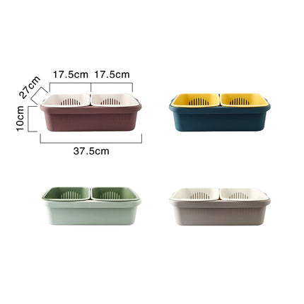 Double-layer Classification Square Drain Basket Kitchen Household Plastic Fruit and Vegetable Basket