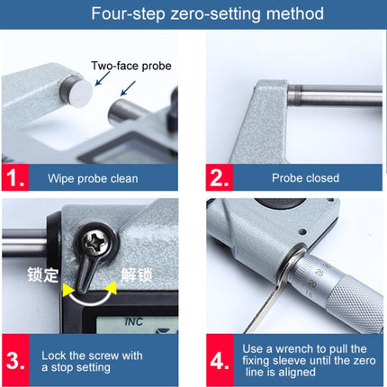 Digital Display Outer Diameter Micrometer 0.001mm High Precision Electronic Spiral Micrometer Thickness Gauge, 0-25mm, 25-50mm, 50-75mm, 75-100mm