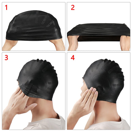 Silicone Ear Protection Waterproof Swimming Cap for Adults with Long Hair, Long Hair Swimming Cap(Black), Long Hair Swimming Cap(Blue), Long Hair Swimming Cap(Pink), Long Hair Swimming Cap(Silver), Long Hair Swimming Cap(Yellow)������������������������...