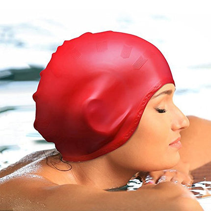 Silicone Ear Protection Waterproof Swimming Cap for Adults with Long Hair, Long Hair Swimming Cap(Black), Long Hair Swimming Cap(Blue), Long Hair Swimming Cap(Pink), Long Hair Swimming Cap(Silver), Long Hair Swimming Cap(Yellow)������������������������...