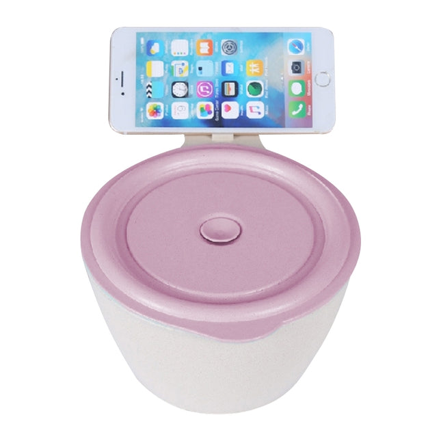 Wheat Fiber Instant Noodle Bowl Creative and Convenient Sealed Lunch Box with Mobile Phone Holder, Pink, Blue, Green
