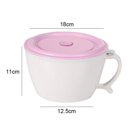 Wheat Fiber Instant Noodle Bowl Creative and Convenient Sealed Lunch Box with Mobile Phone Holder, Pink, Blue, Green