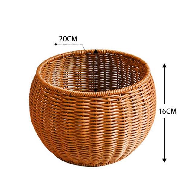 Round Snack Basket Rattan Woven Home Fruit and Vegetable Storage Basket Kitchen Drain Basket