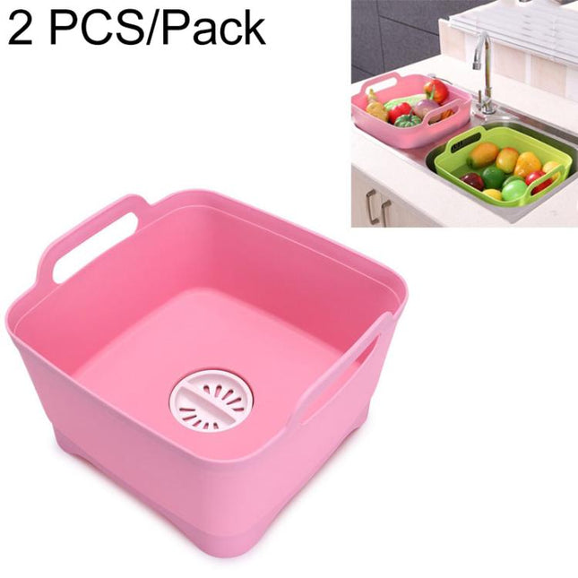 2 PCS Multifunctional Mobile Sink Kitchen Plastic Vegetable Washing Basket Fruit And Vegetable Storage Drain Basket, Pink, Purple, Green, Blue, White, Dark Gray, Dark Green