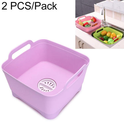 2 PCS Multifunctional Mobile Sink Kitchen Plastic Vegetable Washing Basket Fruit And Vegetable Storage Drain Basket, Pink, Purple, Green, Blue, White, Dark Gray, Dark Green