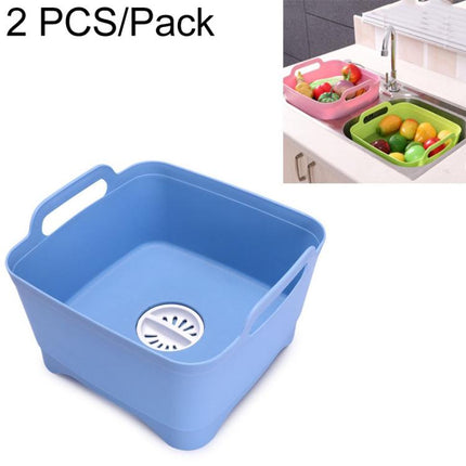 2 PCS Multifunctional Mobile Sink Kitchen Plastic Vegetable Washing Basket Fruit And Vegetable Storage Drain Basket, Pink, Purple, Green, Blue, White, Dark Gray, Dark Green