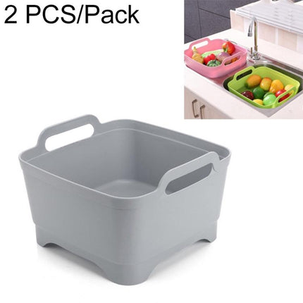 2 PCS Multifunctional Mobile Sink Kitchen Plastic Vegetable Washing Basket Fruit And Vegetable Storage Drain Basket, Pink, Purple, Green, Blue, White, Dark Gray, Dark Green