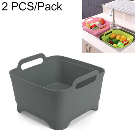2 PCS Multifunctional Mobile Sink Kitchen Plastic Vegetable Washing Basket Fruit And Vegetable Storage Drain Basket, Pink, Purple, Green, Blue, White, Dark Gray, Dark Green