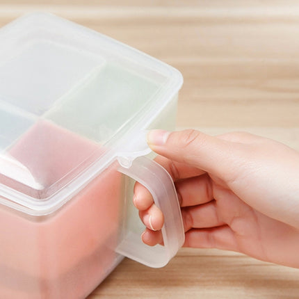 Household Kitchen Split Combined Fresh Box Three Grid Spice Box with Spoon, Round