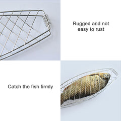 Chrome Plated Wooden Handle Single Fish Barbecue Net Clip Outdoor Grilled Fish Clip Barbecue Tool