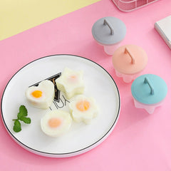 4 in 1 Home Creative Kitchen Steaming Egg Set with Oil Brush, Pink, Gray, Green