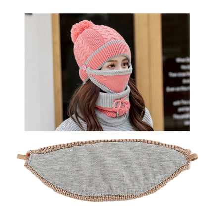 3 In 1 Female Winter Two-color Warm Woolen Cap Mask and Scarf, Free Size