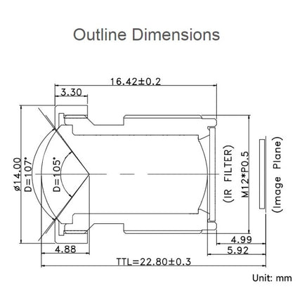 Waveshare WS1053516 High Resolution Lens 16MP, 105 Degree FOV, 3.56mm Focal length, For Raspberry Pi Camera M12 23966, 23966