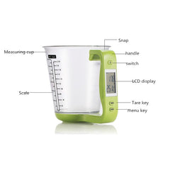 1000g / 1g Kitchen Electronic Scales Electronic Measuring Cup Baking DIY Measuring Tool, Red, Black