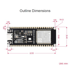 Waveshare ESP32-S3 Microcontroller 2.4GHz Wi-Fi Development Board ESP32-S3-WROOM-1-N8R8 Module, 24263, 24363