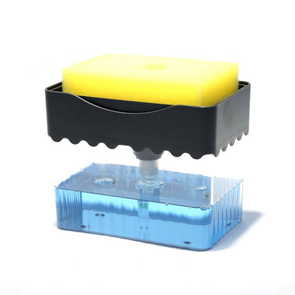 Cleaning Cloth Dishwashing Brush Liquid Box Kitchen Brush Detergent Mixer Press Plastic Soap Box, White, Dark Gray, Dark Blue