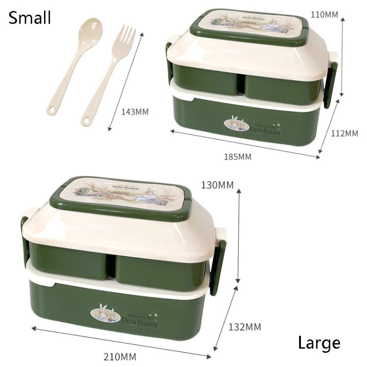Cute Rabbit Double Layer Plastic Lunch Box Large Capacity Portable Lunch Box, Style:, Small Red, Small Green, Small Yellow, Large Red, Large Green, Large Yellow