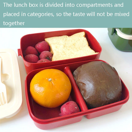 Cute Rabbit Double Layer Plastic Lunch Box Large Capacity Portable Lunch Box, Style:, Small Red, Small Green, Small Yellow, Large Red, Large Green, Large Yellow