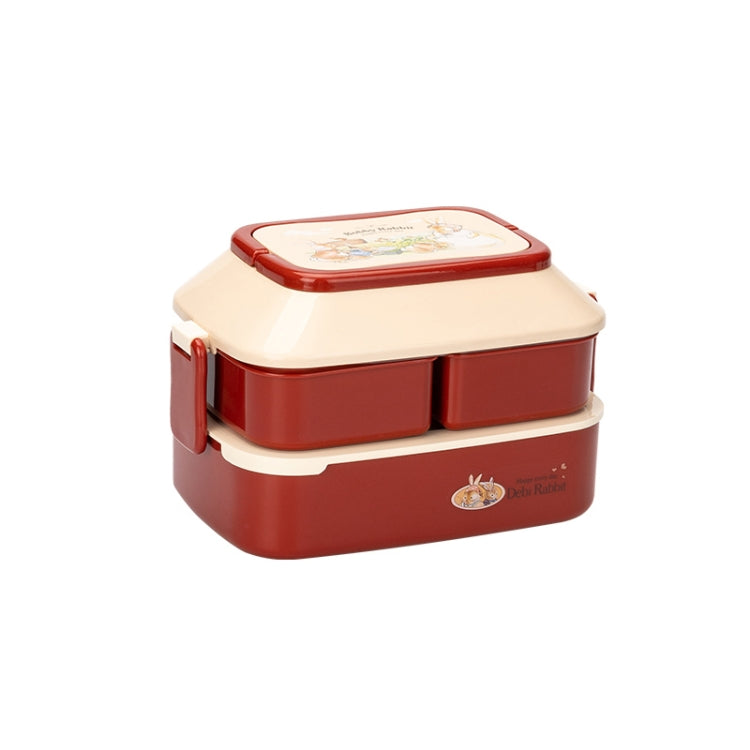 Cute Rabbit Double Layer Plastic Lunch Box Large Capacity Portable Lunch Box, Style:, Small Red, Small Green, Small Yellow, Large Red, Large Green, Large Yellow