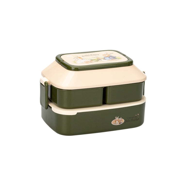 Cute Rabbit Double Layer Plastic Lunch Box Large Capacity Portable Lunch Box, Style:, Small Red, Small Green, Small Yellow, Large Red, Large Green, Large Yellow