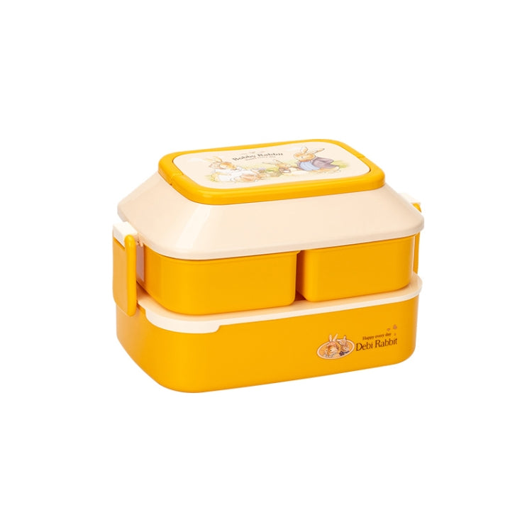Cute Rabbit Double Layer Plastic Lunch Box Large Capacity Portable Lunch Box, Style:, Small Red, Small Green, Small Yellow, Large Red, Large Green, Large Yellow