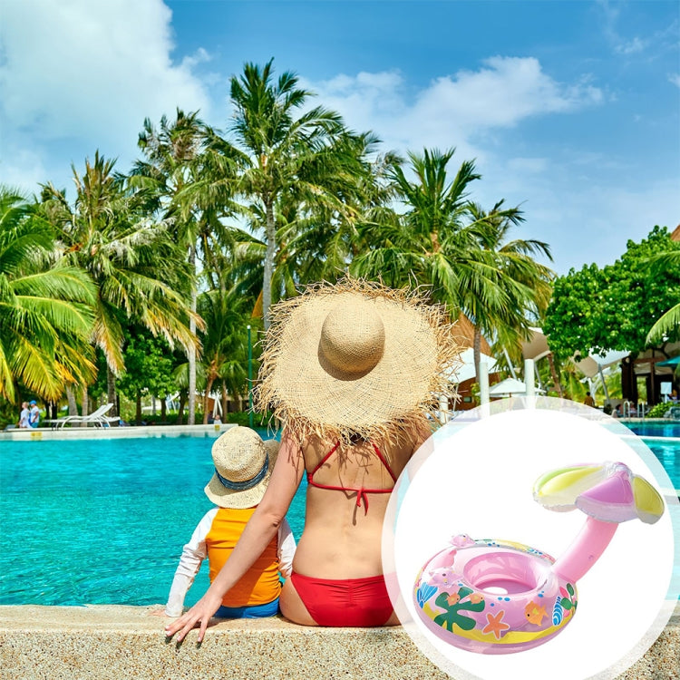 Children Environmental Protection PVC Inflatable Sunshade Mushroom Shape Seat Swimming Ring, Mushroom(Blue), Mushroom(Pink)